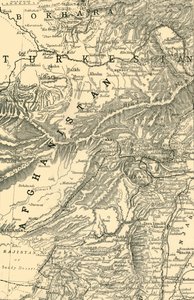 Karte, die die Route von General Roberts nach Kabul anzeigt... und die britischen und russischen Grenzen, 1901