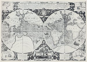 Karte, die Drakes Weltumsegelung 1577-1580 zeigt, 1923