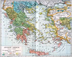 Karte des antiken Griechenlands, 1902 von Unbekannt