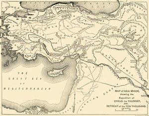 Karte von Kleinasien, Expedition des Jüngeren Cyrus und Rückzug der Zehntausend, 1890