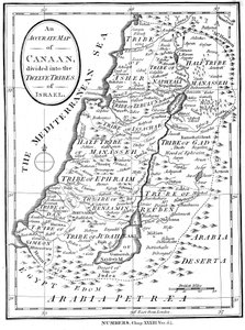 Karte von Kanaan, aufgeteilt in die zwölf Stämme Israels von Unbekannt