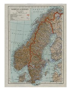 Karte von Norwegen und Schweden