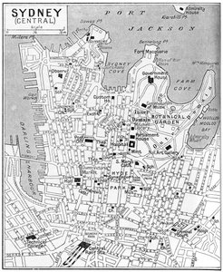 Karte von Zentralsydney, New South Wales, Australien von Unbekannt
