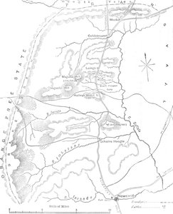 Karte des Landes zwischen Newcastle und dem Transvaal, ca. 1880 von Unbekannt
