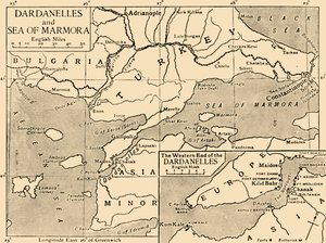 Karte der Dardanellen und des Marmarameers, ca. 1914, 1920 von Unbekannt