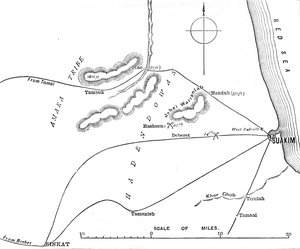 Karte der Umgebung von Suakim, um 1885 von Unbekannt