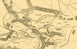 Karte der Kämpfe im Chardeh-Tal, 1901