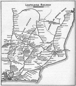 Karte des Leopoldina-Eisenbahnsystems, 1914