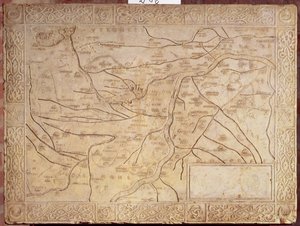 Karte des Mantuanischen Gebiets, in Flachrelief geschnitzt von Unbekannt