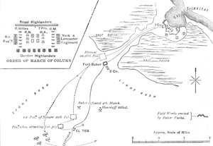 Karte des Marsches nach El Teb, 28.-29. Februar 1884, ca. 1881-85 von Unbekannt