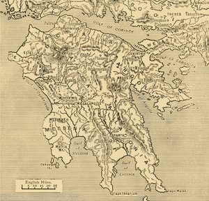 Karte des Peloponnes, 1890