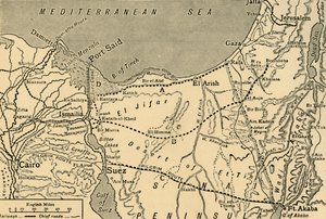Karte des türkischen Angriffs auf den Suezkanal, Ägypten, Erster Weltkrieg von Unbekannt