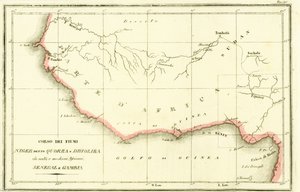 Karte der Verläufe des Niger, Senegal und Gambia in Westafrika von Unbekannt