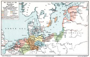 Karte des Ausmaßes der Hanse um 1400 von Unbekannt