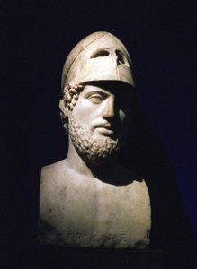 Marmorporträtbüste von Perikles (Perikles) athenischer Staatsmann (ca. 490-429 v. Chr.). Römisch 2. Jahrhundert v. Chr. (Skulptur soll aus der Villa Hadrians in Tivoli, Latium, Italien stammen) von Unbekannt