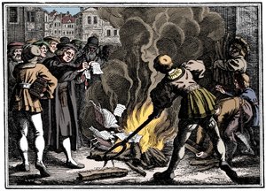 Martin Luther verbrennt die päpstliche Bulle von Unbekannt