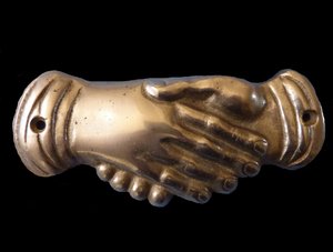 Freimaurer-Handschlag. Symbol, Ende des 19. Jahrhunderts