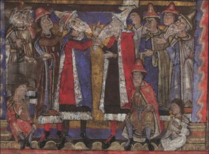 Matthäus und die Vertreter der zwölf Stämme Israels Evangelien, ehemals Dresden Ms. A 94 von Unbekannt