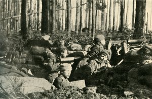Maxim-Maschinengewehr an der britischen Front, Erster Weltkrieg, 1915, um 1920