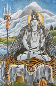 Meditierender Shiva mit Naja-Schlangen in Pashupatinah, Kathmandu, Nepal von Unbekannt