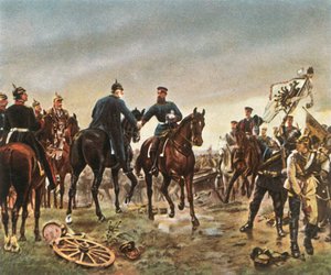 Treffen von König Wilhelm I. und Kronprinz Friedrich Wilhelm in Königgrätz, 3. Juli 1866, 1936 von Unbekannt