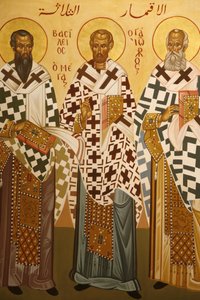 Melkitische Ikone: Kirchenlehrer, Nazareth, Israel