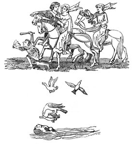 Männer und Frauen beim Beizjagen, 14. Jahrhundert, 1833 von Unbekannt