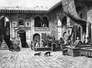 Händler von Teppichen zum Khan El-Landhaus, 1880 von Unbekannt