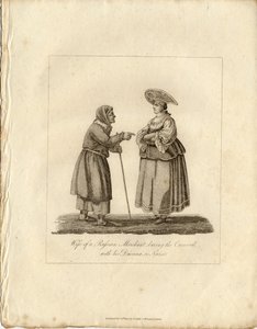 Kaufmannsfrau mit Krankenschwester während des Faschings, 1833
