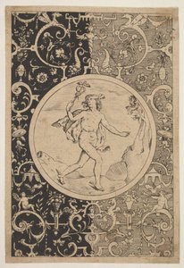 Merkur in einem dekorativen Rahmen mit Grotesken, ca. 1600-1630