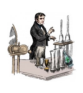 Michael Faraday hält einen Vortrag an der Royal Institution, London, 1835 20. Jahrhundert von Unbekannt
