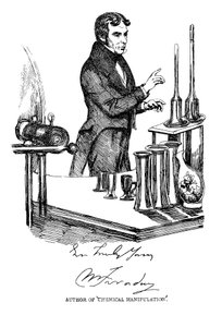 Michael Faraday hält einen Vortrag an der Royal Institution, London, um 1835