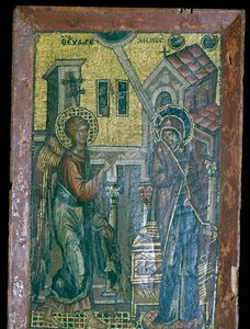 Miniatur-Byzantinisches Mosaik der Verkündigung, 14. Jahrhundert von Unbekannt