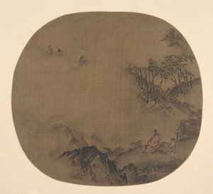 Neblige Landschaft mit Gelehrten und Begleitern