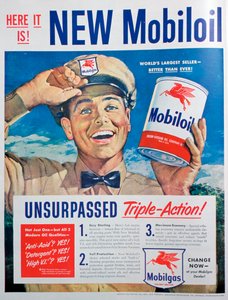 Mobiloil Motoröl Werbung, 1949