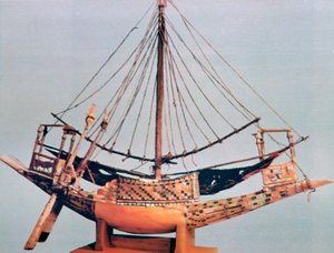 Modellboot mit Takelage, Grab von Tutanchamun, 14. Jahrhundert v. Chr.