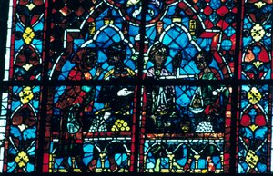 Geldwechsler, Buntglas, Kathedrale von Chartres, Chartres, Frankreich von Unbekannt