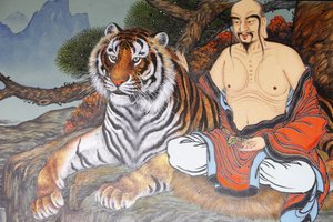 Mönch und Tiger-Gemälde, Seoul, Südkorea von Unbekannt