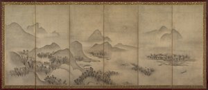 Mondscheinlandschaft, eines von einem Paar, späte 1500er