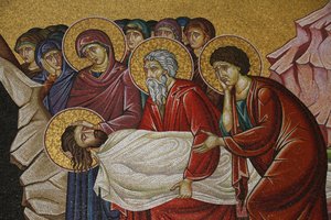 Mosaik des Todes Christi in der Grabeskirche, Jerusalem, Israel