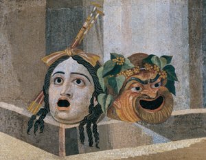 Mosaik mit szenischen Masken von Unbekannt