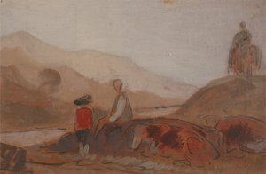 Gebirgige Landschaft mit Figuren an einem See, 1825 bis 1830 von Unbekannt