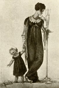 Trauerkleidung von Mutter und Kind, 1809