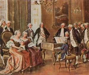 Mozart spielt für Kaiserin Maria Theresia, 1. Oktober 1762, 1936 von Unbekannt