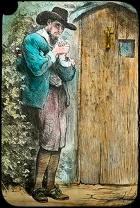 Mr. Fearing am Tor, aus The Pilgrims Progress, spätes 19. oder frühes 20. Jahrhundert von Unbekannt