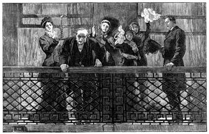 Mr. Gladstone spricht die Menge vom Balkon an von Unbekannt