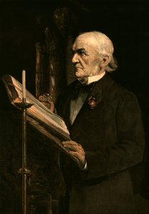 Mr. Gladstone liest die Lektion in der Hawarden-Kirche, ca. 1890er von Unbekannt