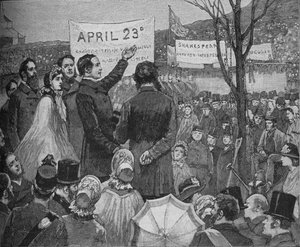 Mr. Phelps pflanzt die Shakespeare-Eiche auf Primrose Hill, London, um 1890