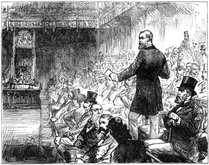 Mr. Plimsoll spricht im House of Commons, London, Mitte-Ende des 19. Jahrhunderts, 1900