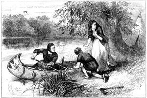 Mrs. Dunstan flieht den Merrimac hinunter, spätes 17. Jahrhundert, um 1880